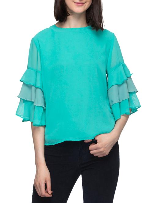 solid blue casual top - 14936277 - Very Small Image - 1