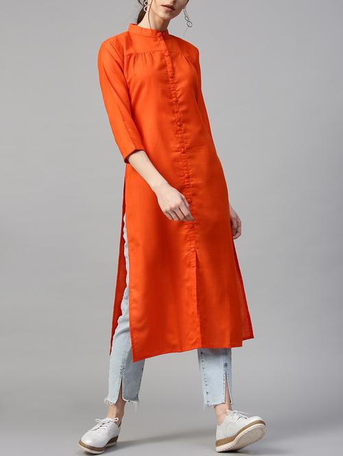 solid straight kurta - 14936343 - Very Small Image - 1