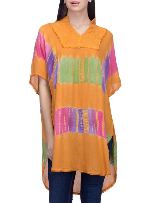 orange printed summer poncho - 14937014 - Very Small Image - 1