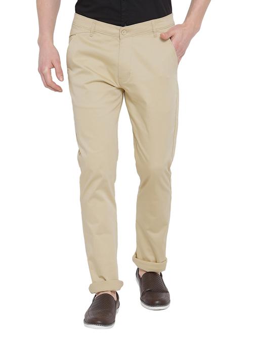 beige cotton flat front trouser - 14937059 - Very Small Image - 1