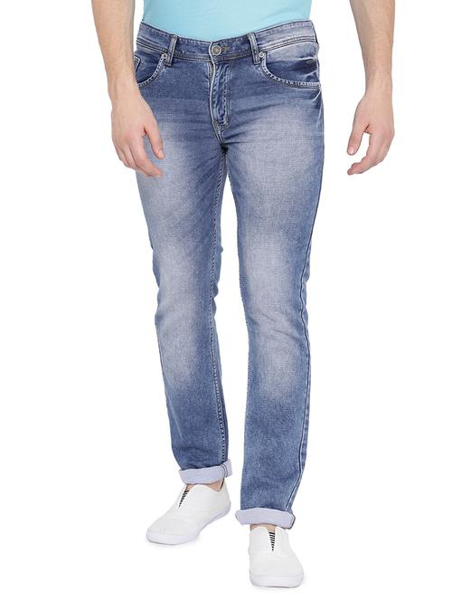 blue cotton blend washed jeans - 14937077 - Very Small Image - 1