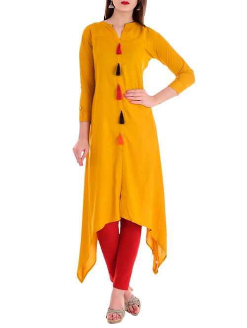 yellow viscose kurta - 14937193 - Very Small Image - 1