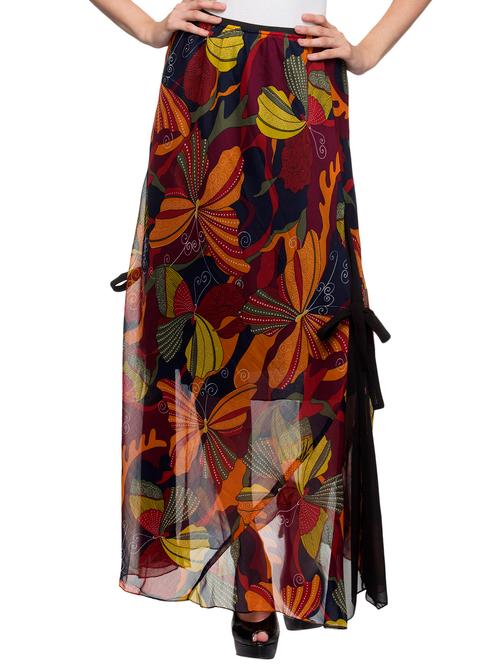 orange printed maxi skirt - 14937199 - Very Small Image - 1
