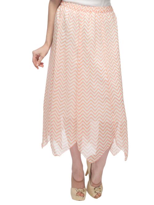 orange chevron printed asymmetrical skirt - 14937231 - Very Small Image - 1
