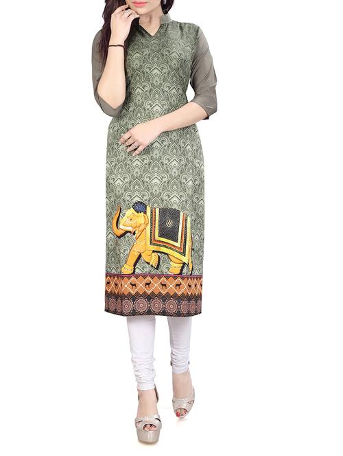 grey crepe straight kurta - 14937370 - Very Small Image - 1