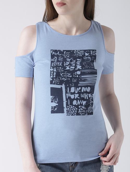 light blue printed cotton tee - 14937692 - Very Small Image - 1