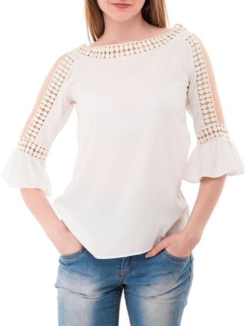 solid white crepe top - 14937761 - Very Small Image - 1