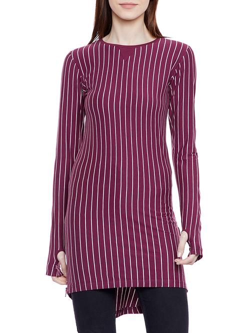 thumb hole sleeved striped tunic - 14937838 - Very Small Image - 1