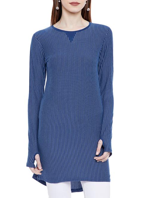thumb hole high-low striped tunic - 14937840 - Very Small Image - 1