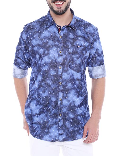 blue cotton casual shirt - 14937907 - Very Small Image - 1