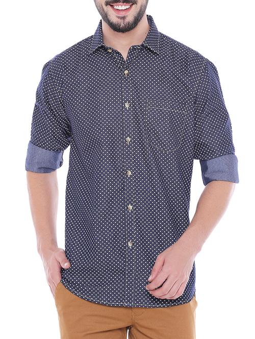 blue cotton casual shirt - 14937908 - Very Small Image - 1