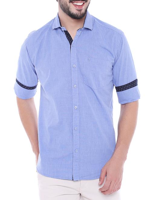 blue cotton casual shirt - 14937921 - Very Small Image - 1