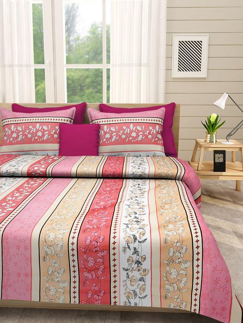 floral print double bed sheet with 2 pillow cover - 14941834 - Very Small Image - 1