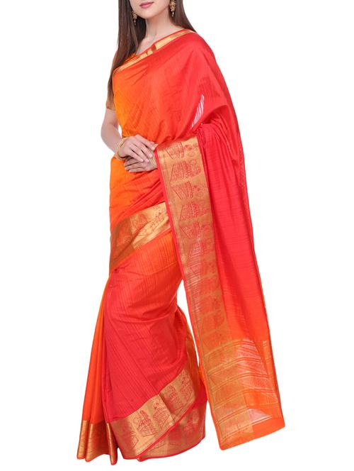 zari border ombre woven saree with blouse - 14942140 - Very Small Image - 1