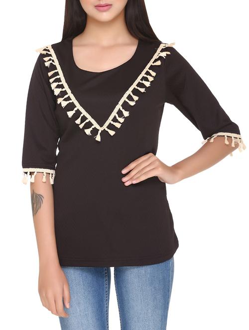 solid black cotton blend top - 14942670 - Very Small Image - 1