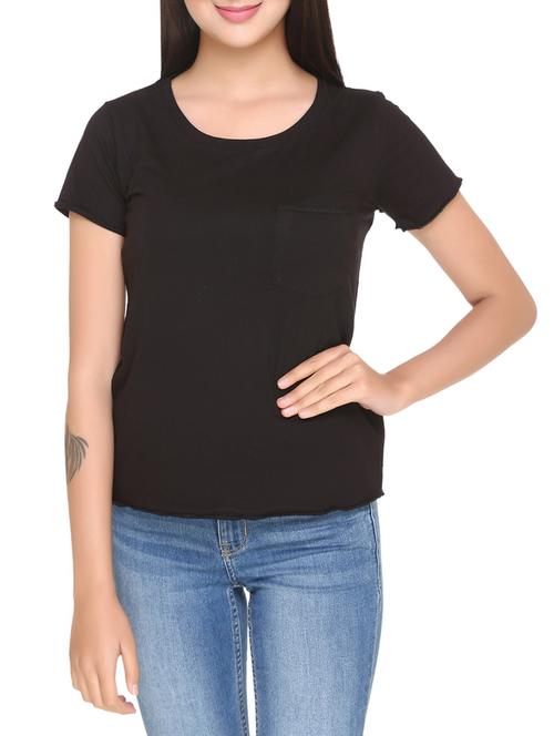 solid black cotton lycra tee - 14942675 - Very Small Image - 1