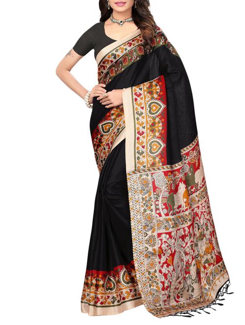 black khadi maheshwari saree with blouse - 14944683 - Very Small Image - 1