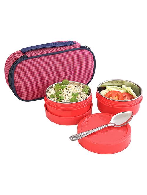 maxfresh 2in1 steel & polypropylene lunch box set, 4 pieces , pink - 14945784 - Very Small Image - 1
