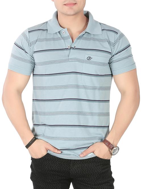 blue cotton striped t-shirt - 14946431 - Very Small Image - 1