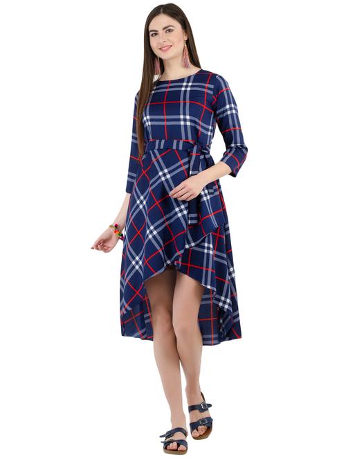 tie-knot asymmetric checkered dress - 14946604 - Very Small Image - 1