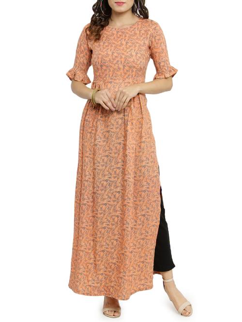 high slit printed flared sleeves kurta - 14947773 - Very Small Image - 1