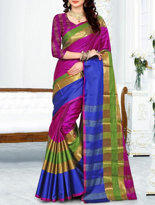 pink silk saree with blouse - 14948024 - Very Small Image - 1