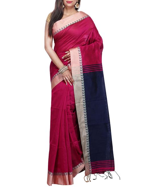 magenta handloom saree with blouse - 14948087 - Very Small Image - 1
