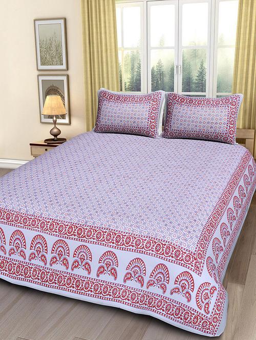 ethnic print double bedsheet with 2 pillow covers - 14948605 - Very Small Image - 1