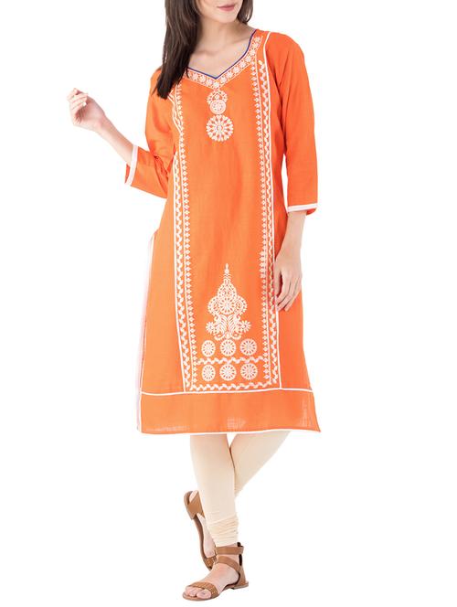 embroidered straight kurta - 14948619 - Very Small Image - 1
