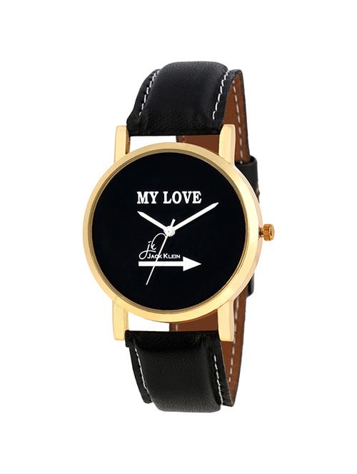 jack klein golden case black dial elegant wrist watch - 14948719 - Very Small Image - 1