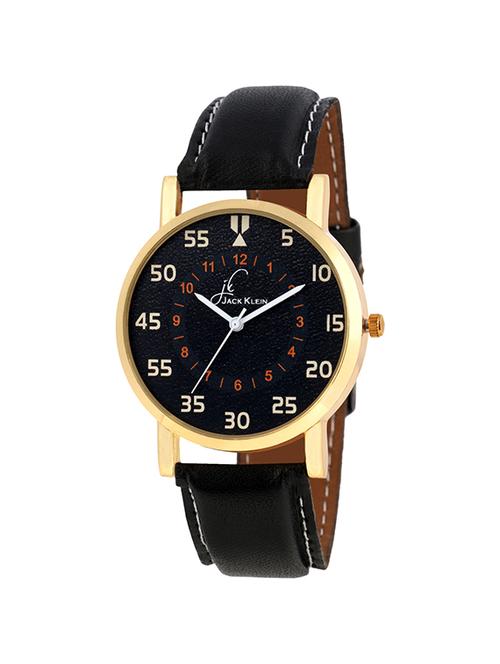 jack klein elegant golden black round dial strap analog watch - 14948726 - Very Small Image - 1