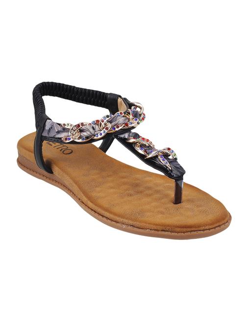 black faux leather back strap sandals - 14949238 - Very Small Image - 1