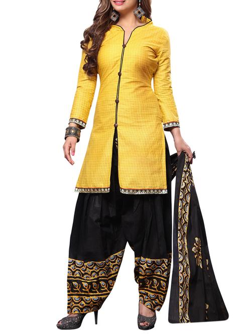 yellow cotton unstitched suit - 14949830 - Very Small Image - 1