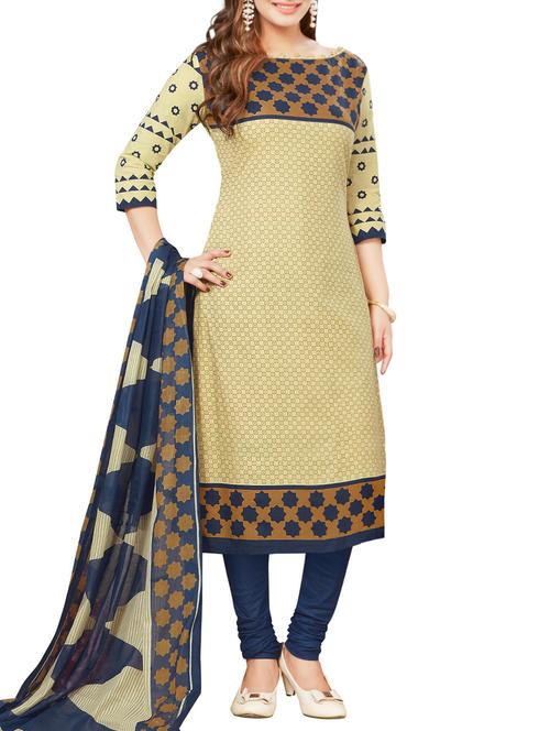 beige churidaar suit unstitched - 14950385 - Very Small Image - 1