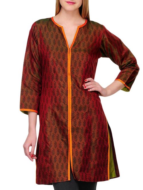 fuchsia designs green silk straight kurta - 14950509 - Very Small Image - 1