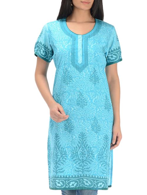 blue cotton straight kurta - 14950533 - Very Small Image - 1