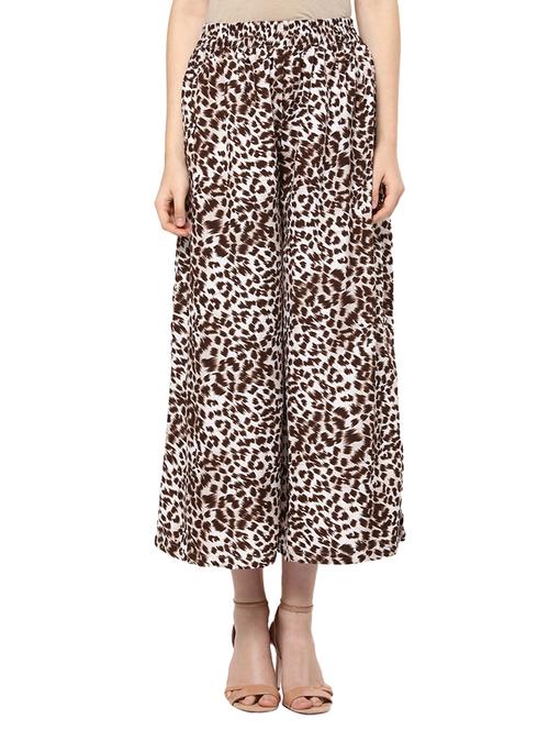 brown animal print crepe palazzo - 14951138 - Very Small Image - 1