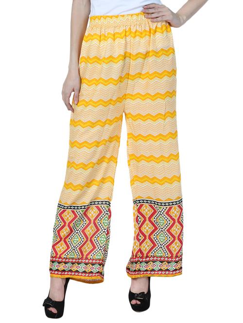 yellow printed cotton palazzo - 14951258 - Very Small Image - 1