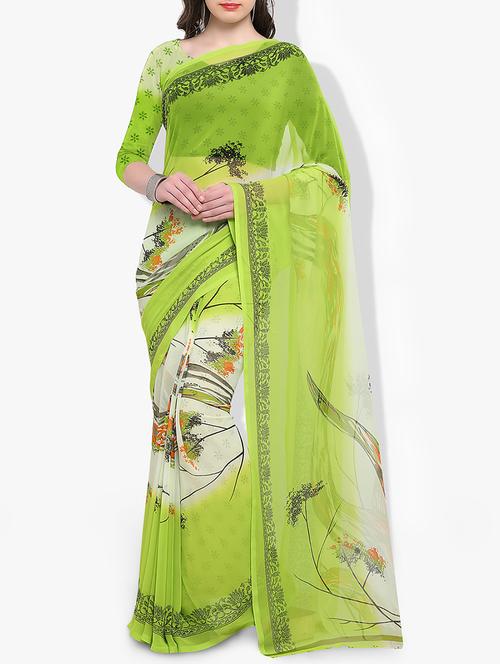 multi colored georgette printed saree with blouse - 14951377 - Very Small Image - 1