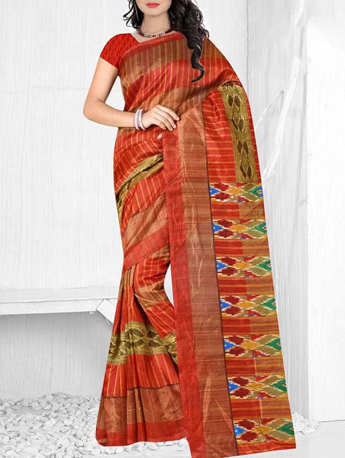 orange art silk bhagalpuri saree with blouse - 14952830 - Very Small Image - 1