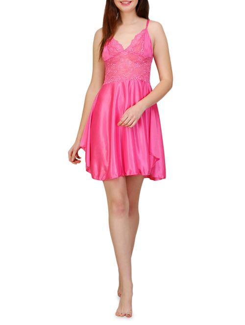 solid pink satin nighty - 14953342 - Very Small Image - 1