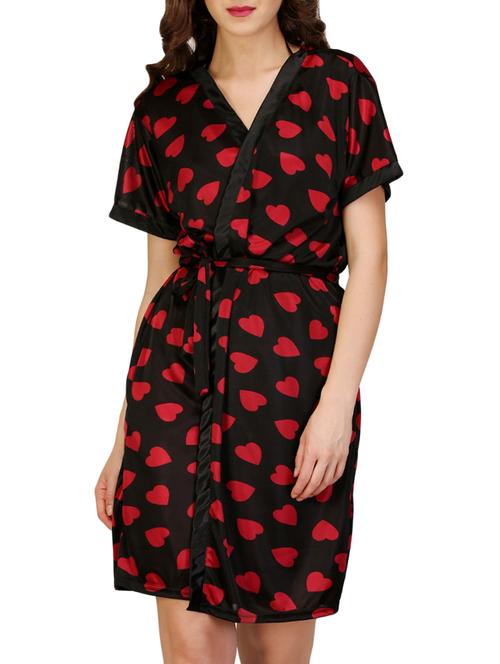 heart print robe with bra and panty set - 14953350 - Very Small Image - 1