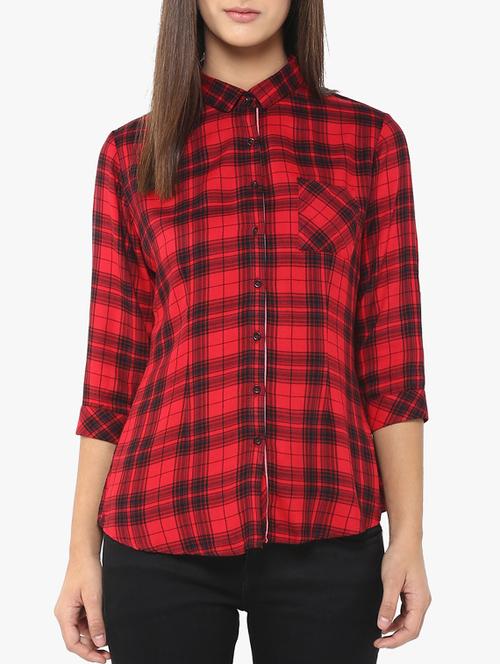 red viscose checkered shirt - 14954883 - Very Small Image - 1