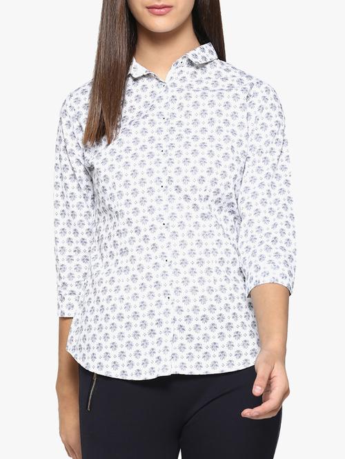 white printed viscose shirt - 14954888 - Very Small Image - 1