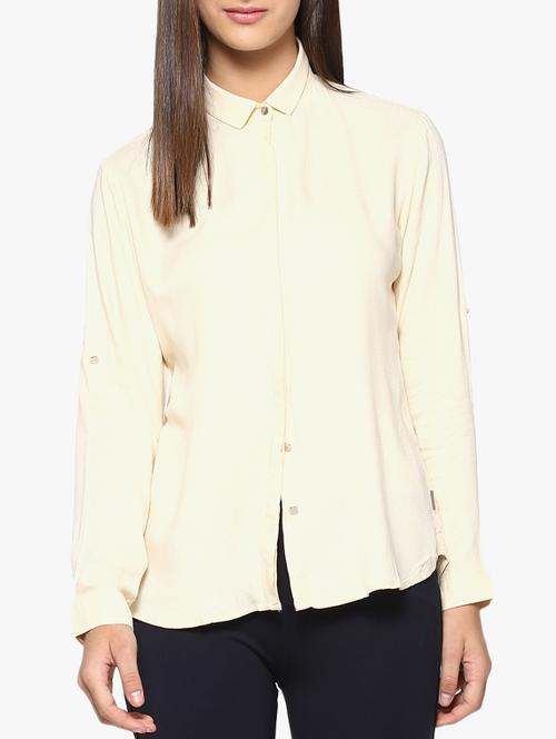 yellow solid viscose shirt - 14954899 - Very Small Image - 1