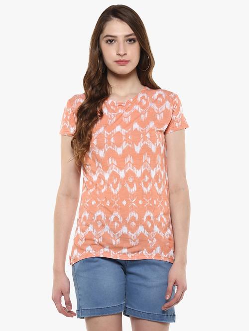 orange printed viscose tee - 14954958 - Very Small Image - 1
