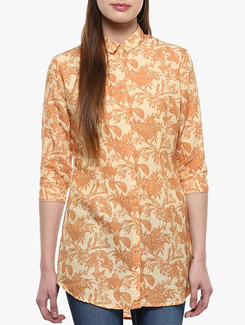 orange linen printed tunic - 14954984 - Very Small Image - 1