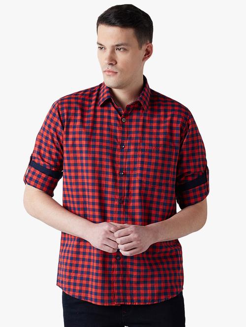 red cotton casual shirt - 14955095 - Very Small Image - 1