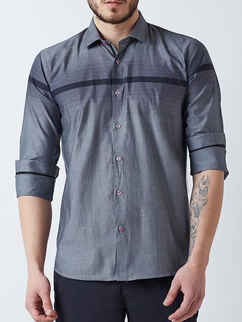 grey cotton casual shirt - 14955195 - Very Small Image - 1