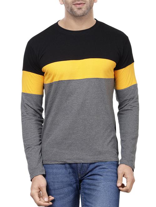 grey cotton colour block t-shirt - 14955330 - Very Small Image - 1